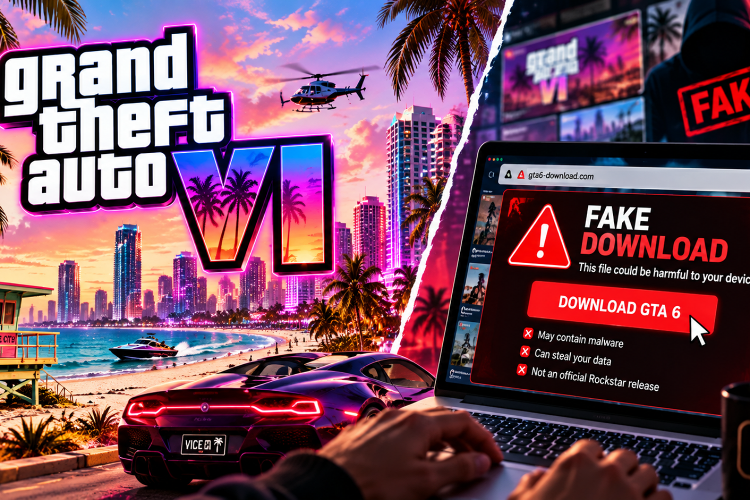 GTA VI Vice City promotional concept featuring Miami Beach