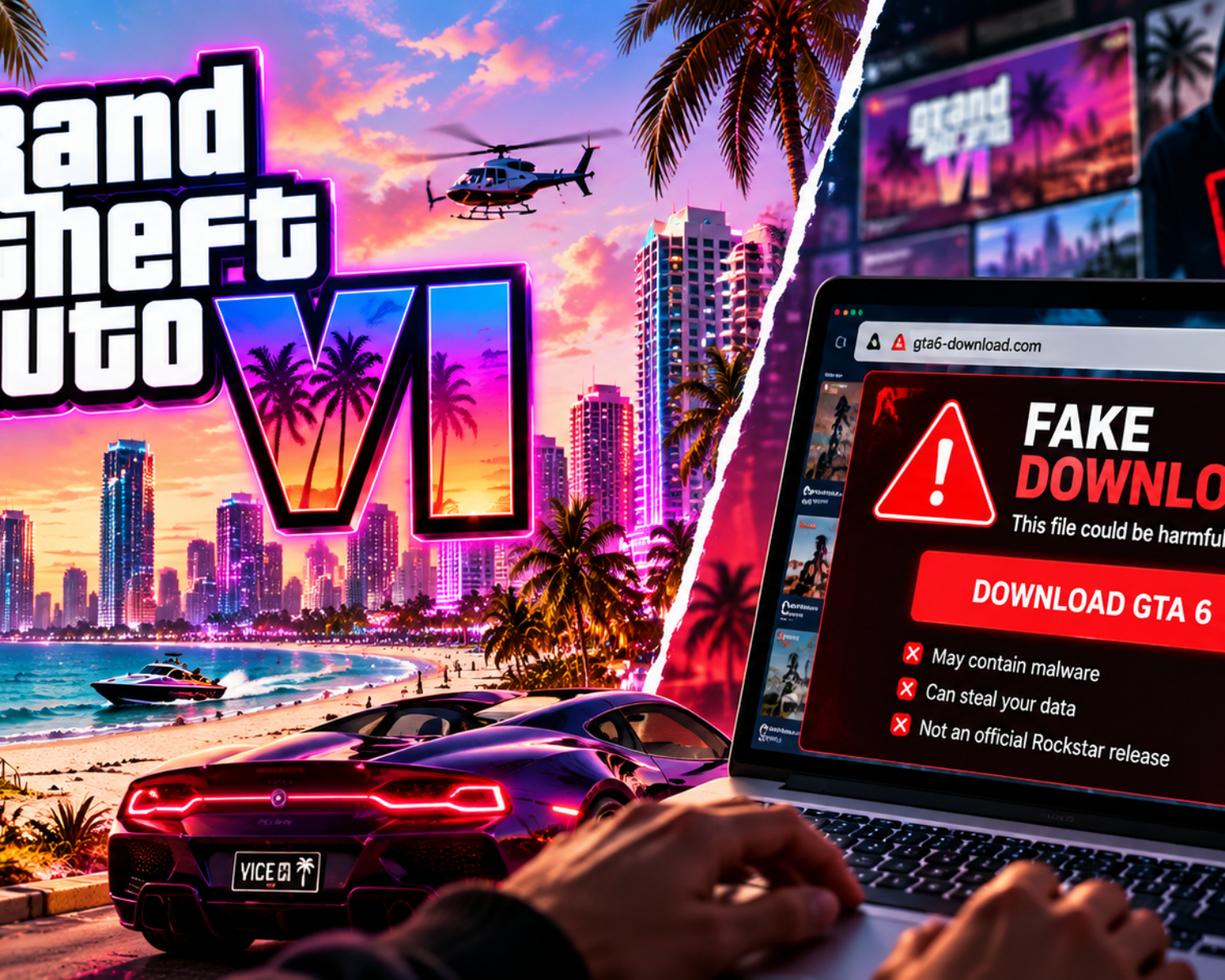 GTA VI Vice City promotional concept featuring Miami Beach
