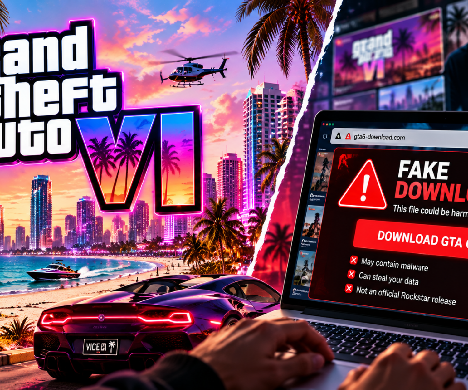 GTA VI Vice City promotional concept featuring Miami Beach