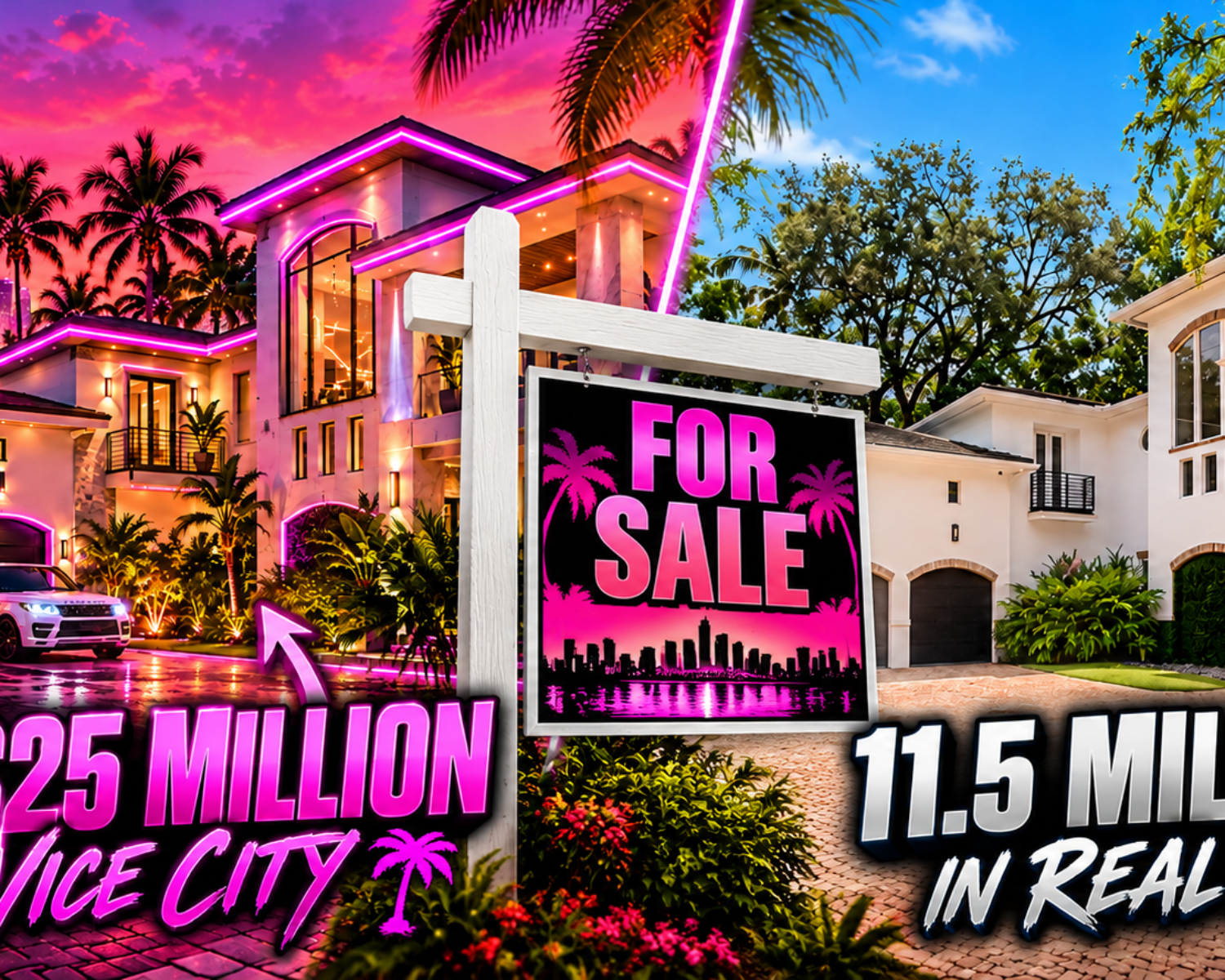GTA VI-style luxury mansion compared with high-end real estate in Miami