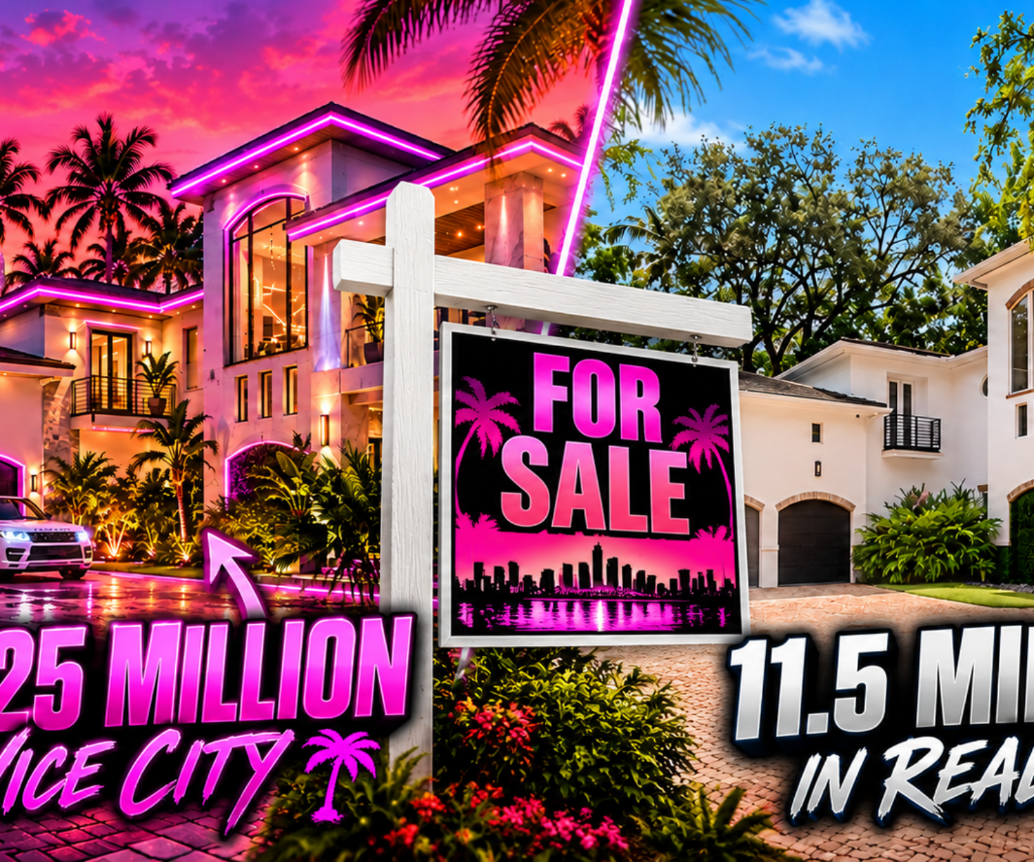 GTA VI-style luxury mansion compared with high-end real estate in Miami